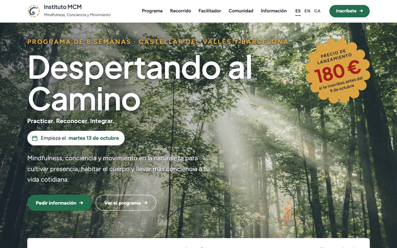 Portada de la web del Instituto MCM